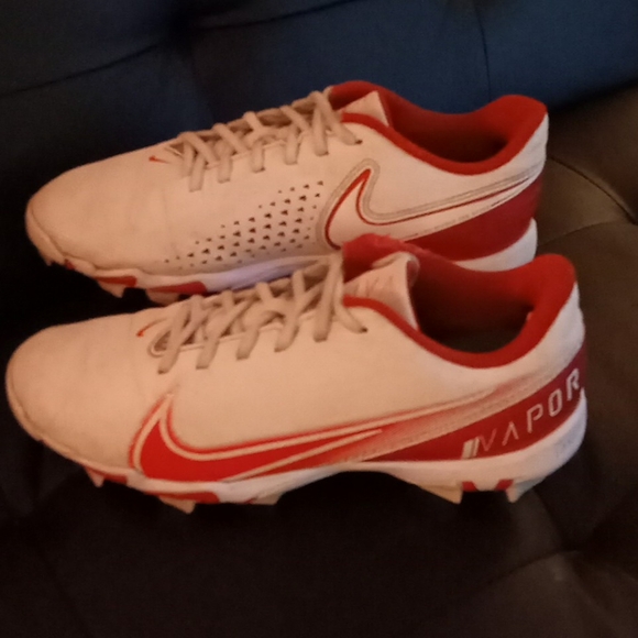 Nike Vapor Edge Varsity Football Cleats, White Red size 8 (Slightly used) - Picture 4 of 11